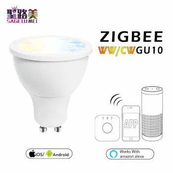 Darmowa wysyłka AC100-240V 5W GU10 Zigbee ww/cw LED spotlight ZLL smart phone APP controll cool white and warm white led bulb
