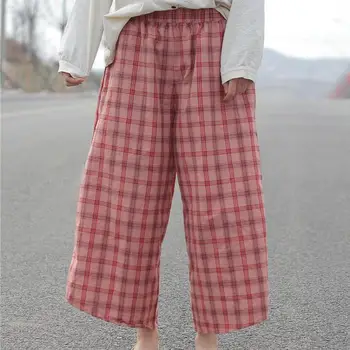 Darmowa Wysyłka Szerokie Spodnie Wiosna Sztuka Chusta Różowy Elastyczny Pas Colorblock Kieszenie Komfort Plus Rozmiar Szerokie Spodnie Kobiety