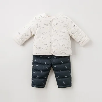 DB9293-A dave bella zimowe unisex w dół spodnie moda dla dzieci do wydruku miękkie spodnie dzieci wysokiej jakości spodnie w dół