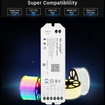 DC12-24V YL5 5 IN 1 WiFi LED Smart Controller dla jednym kolorze RGB+CCT /RGB/RGBW LED strip Can Voice/Phone App/ Remote Control