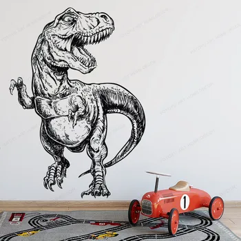 Dinozaur T-Rex naklejki na ściany dinozaur naklejka na ścianę winylu chłopcy Wystrój pokoju dla Dzieci sypialnia odpinany ścienny art mural HJ853