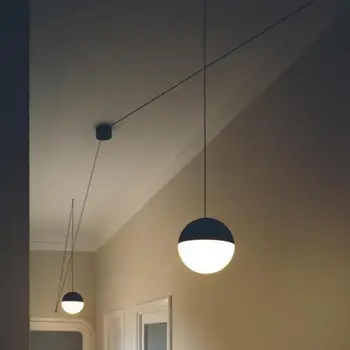 DIY geometryczne smyczki linii Led lampa wisząca nowoczesne proste szklanej kuli zawieszenie do holu jadalnia sypialnia 1/2 głowy 1468