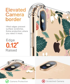 Dla iPhone XS X Case Clear Flower Pattern Design miękkie TPU, elastyczne odporne na wstrząsy przezroczyste kwiatowy etui dla iPhone ' a XS X Cover