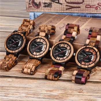 DODO DEER Relogio Masculino drewniane zegarki męskie luksusowy wyświetlacz daty drewniane kwarcowy zegarek męski świetny prezent zegarek erkek kol saati