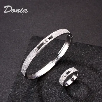 Donia jewelry Wedding Jewelry Set idealny sześciennych Cyrkon bransoletka z miedzi pierścień akcesoria zestaw damski ślubny bransoletka zestaw