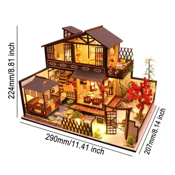 Drewniany domek dla lalek, zestawy DIY domek dla lalek miniatura z кукольным domem meble prezent dla dziewczyny Najlepsza kolekcja Diy dom dla Lalek zestaw Japonia