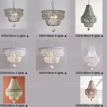 Drewniany koralik żyrandol oświetlenie vintage/retro/przemysłowe/francuski styl/Kuchnia żyrandol lampa wisząca główna sypialnia