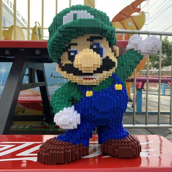 DUZ 8643 Game Super Mario Luigi Green Figure 3D Model 8498pcs DIY Mini Building Blocks klocki dla dzieci, zabawki wysokości 35 cm bez pudełka