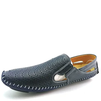 Duże rozmiary męskie sandały ze skóry naturalnej super miękkie letnie oddychające casual męskie spacerowe sandały letnie mokasyny buty do jazdy AD-16