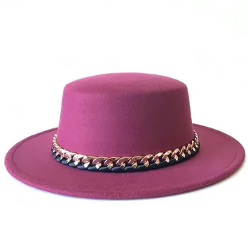 DYLAOPAN 2020European amerykańskie okrągłe czapki kapelusze garnki wok Feminino czarny pas imitacja wełny kobiety mężczyźni panie filcu kapelusze top Jazz kapelusz