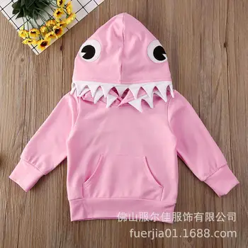 Dzieci bluzy z kapturem zabawy dla Dzieci bluzy z kapturem Baby Girls z Kapturem Cool Shark Shape różowa modna odzież bawełna miła Odzież 1-6T