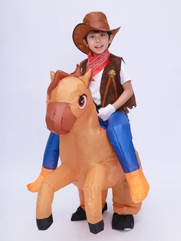 Dzieci Dla Dzieci, Nadmuchiwane Konia Kostium Cosplay Dziewczyny Chłopcy Kowboj Jeździć Na Koniu Śmieszne Halloween Purim Partii Nadęty Odzieży Disfraces