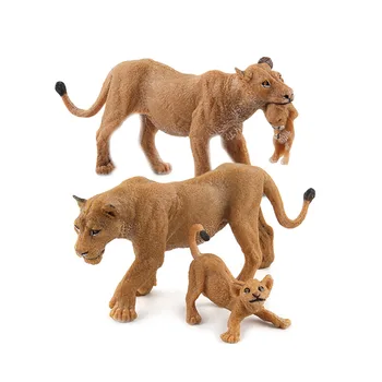 Dzieci Dzika natura zwierząt model zabawki imitacja kobieta Lew i młody lew rzemieślnicze zabawki szkolenia edukacyjne prezenty kolekcji