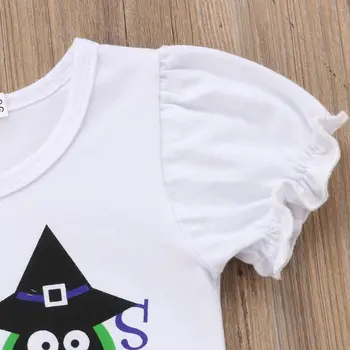 Dziecko Baby Girls Halloween odzież stroje zestaw małych dziewczynek koszulka topy falbanki kropki spodnie strój 2szt odzież
