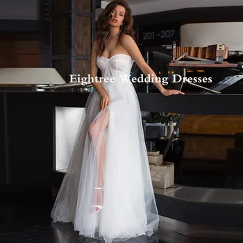 Eightree Side Split Boho suknie ślubne z wymiennymi rękawach plaża suknie ślubne-A-Line Vestidos De Novia