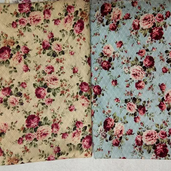 Elegancki Beżowy Niebieski kwitnący kwiat piwonii w kratkę drukowany bawełna popelina tkaniny kwiatowy tkanina popelina dla DIY szycia dziecięcej tkaniny