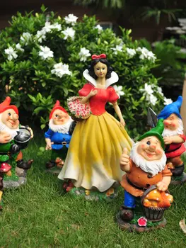 Europejska Żywica Śnieżka Siedem Karłowatych Posągów Ozdoby Domowego Podwórka Figurki Ozdoby Na Zewnątrz Ogrodu Rzeźba Rzemiosło Sztuka