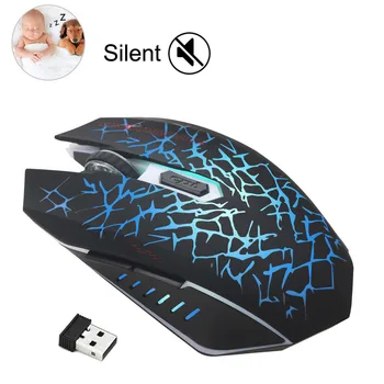 Fajne mysz akumulator bezprzewodowa cicha podświetlenie led USB optyczna ergonomiczna mysz dla graczy
