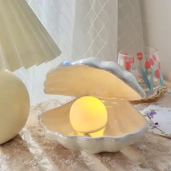 Fantazja Ceramiczna Powłoka Lampa Proszek Perłowy Perłowy Biały Linia Dekoracji Nocne Prezent Dla Pulpitu Przechowywania Dekoracji Lampy Partii