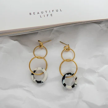 Fever&Free 2019 New Winter Acrylic Earrings For Women Fashion Geometric Stainless Steel Gold Hoop Earring Brincos Damskie Biżuteria