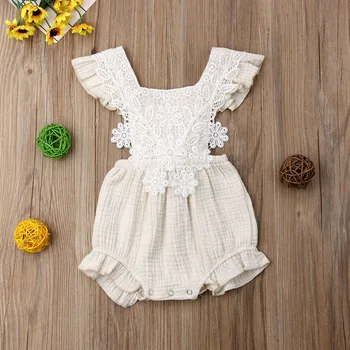 Focusnorm New Fashion Cute Nowonarodzonych Dzieci Baby Girls Ruffle Lace Romper Playsuit Clothes Outfit