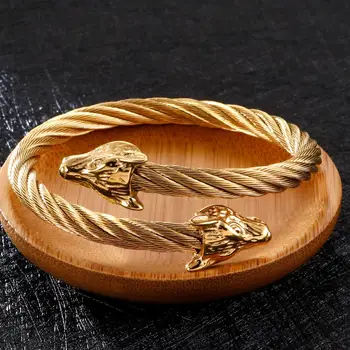 Fongten Teen Wolf męskie Otwarty mankiet bransoletka metalowa Viking spirala skręcony łańcuch bransoletka czarny znane marki biżuterii