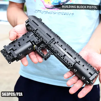 Formy Król wojskowe bloki zestawy broni i cel złożenia 3D DIY model może strzelać pociskami Brinquedos zabawki edukacyjne