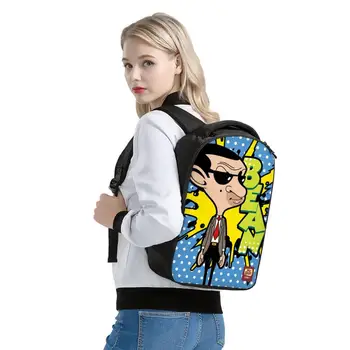 FORUDESIGNS dear Mr Bean szablon szkolny plecak dla dziewczyn, chłopców, uczniów lekkie torby laptopa zamek miękkie płótno Backpacak Mochila