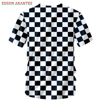 Funky 3d biały czarny pled druku codzienne t-shirty 2019 lato unisex z krótkim rękawem O-neck t-shirt na zamówienie odzież plus size S-7XL