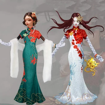 Game Identity V Cosplay Costumes The Geisha Michiko Cosplay Costume Hunter Lady Thirteen Dresses Chi pao Green Suits Clothes hot