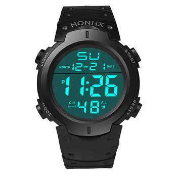GEMIXI moda wodoodporny męski chłopiec LCD cyfrowy stoper data gumowe zegarki sportowe, zegarki Oct.8
