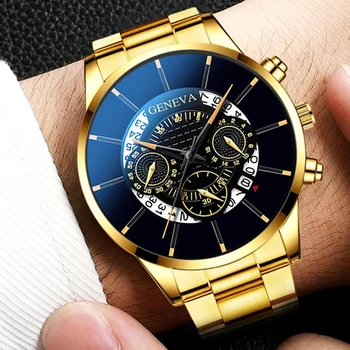 Genewa 1 2020 zegarki męskie ze stali nierdzewnej zegarek męski starszy marki Męskie zegarki sportowe męskie zegarki dorywczo zegarki kalendarz zegar