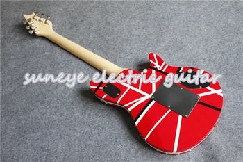Gorąca sprzedaż Leworęczny Chiny Wolfg gitara elektryczna, biały i czarny pasek mahoń gitara obudowa DIY gitarowy zestaw chrom Tremolo
