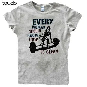 Gorąca Sprzedaż Moda Everywoman Trains Kettlebell Fitness Workout Szary T-Shirt Tee Shirt