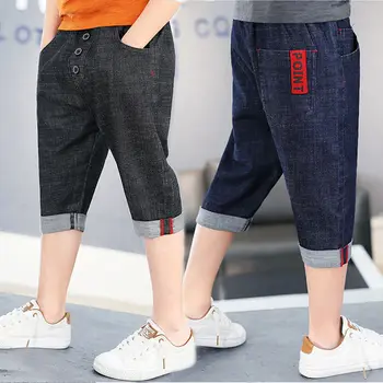 Gorąca Wyprzedaż 2020 Kid Boys Spodenki Niebieskie Krótkie Spodnie Denim Jeans Szorty Regulowany Elastyczny Pas Spodnie Letnia Odzież Dziecięca