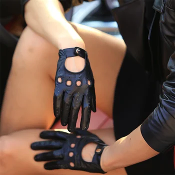 Gorąca wyprzedaż nowe damskie skórzane rękawiczki z owczej stałe nadgarstek oddychająca prawdziwa naturalna moda rękawiczki do jazdy Darmowa wysyłka EL041N-5