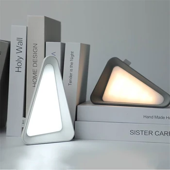 Grawitacyjna czujnik klapki lampa twórczy trójkąt lampy stołowe USB ładowanie nocne sypialnia nocne oświetlenie nocne oświetlenie lampa