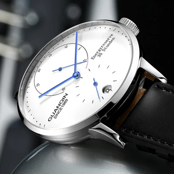 GUANQIN Mechanical Watch Men Business Fashion automatyczny zegarek ze stali nierdzewnej 316L Top Brand luksusowe świecące zegarki zegarek