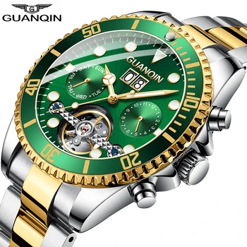 GUANQIN zegarek mechaniczny zegarek mężczyźni skeleton tourbillon styl rolę automatyczny zegarek wodoodporny skeleton tourbillon automatyczne zegarki woda