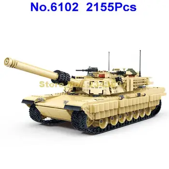 Gudi 2155pcs military m1a2 battle tank ww2 soldiers abrams army war building blocks Toy