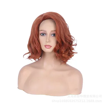 Halloween kobiety Czarna Wdowa wig pomarańczowy kręcone włosy Scarlett Johansson pomarańczowy falowane włosy fabularna syled włosy syntetyczne