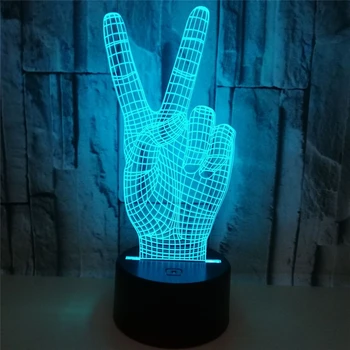 Hand Victory 3D LED Light Gesture Tak 3D Visual Light Decoration USB Illusion lampa stolik sypialnia Night Light Home Decor
