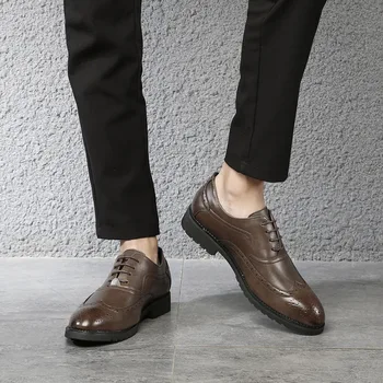 Handmade Kwacze Leather Men Oxfords Lace-Up Business Men Formal Shoes Men Dress Shoes