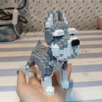 HC Pet Dog Building Blocks Animal Teddy Schnauzer Dachshund Husky Corgied Collie 3D Model DIY Mini Diamond Bricks Toy Boy Gifts