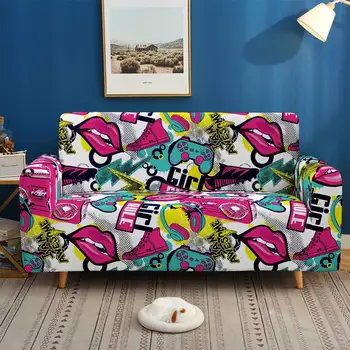 Hip-hop sofa okładka 3D drukowane graffiti odcinek sofa etui dla kątowego przekroju sofy pokój jednoosobowy/dwa/trzy/cztery miejsca etui