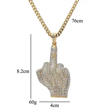 Hip-hop stal nierdzewna mężczyźni oblodzonych wielkie ręce wisiorki naszyjnik raper kciuk forma biżuteria na prezent SN184