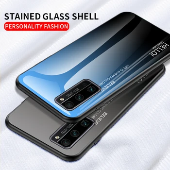 Huawei Honor 30 Pro Case szkło hartowane gradient miękka silikonowa ramka Pokrywa dla Huawei Honor 30 30s View 30 Pro etui do telefonu