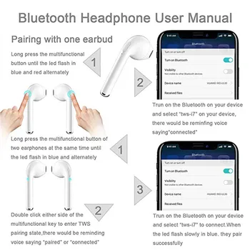 I7s Tws bezprzewodowe słuchawki Bluetooth, Słuchawki, Wma in ear sport zestaw z ładowarką pocztową mikrofon dla iPhone Huawei