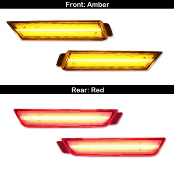 IJDM 12V Amber/Red Full Side światła pozycyjne na lata 2010-Chevy Camaro, (z przodu: Bursztynowy, tył: czerwony) zasilanie od całego 96 SMD LED