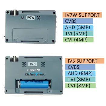 IV7W IV5 IV7A 4.3/5 cali 5 / 8MP kamera cctv tester portabl AHD TVI CVI CVBS CCTV tester monitora nadgarstek styl Wsparcie UTP PTZ RS485